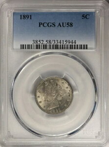 1891年 5C リバティ V ニッケル - PCGS AU58