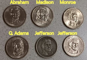(6) アメリカ合衆国大統領 - 1ドル硬貨 (ゴールドトーン) - 2007年/2008年/2010年