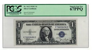 ** 1935 C $1 1 �h�� �V���u�B�ؖ����m�[�g FR-1612 67 PPQ PCGS **
