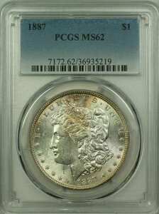 1887�N �����K�� �V���o�[�h�� 1�h���R�C�� PCGS MS-62 ���C�g�g�[�� (20) (B)