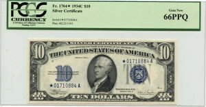 1934�N 10�h�� ��ݏؖ��� �u���[ �W�����A���E�X�i�C�_�[ Fr# 1704* PCGS GEM 66 PPQ STAR