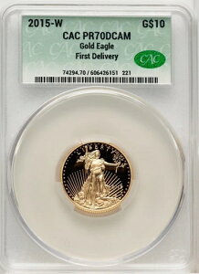 2015-W 10ドル 1/4オンス金貨 イーグル ファーストストライク ファーストデリバリー CACG PR70