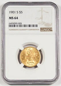 AJO (US) 1901 S $5 oeBwbh NGC MS64 GEM BU