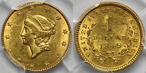 PCGS MS62 AJO 1849N  G$1 I[v[X ʋ