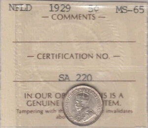 1929�N�j���[�t�@���h�����h5�Z���g - ICCS MS 65 �ؖ����ԍ�: SA 220 C6
