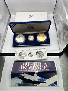 1988年 アメリカ・イン・スペース 金・銀・銅 3枚記念コインセット