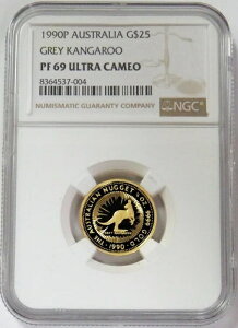 1990�N P �S�[���h �I�[�X�g�����A $25 �O���[ �J���K���[ 1/4�I���X NGC PF 69 �E���g���J���I