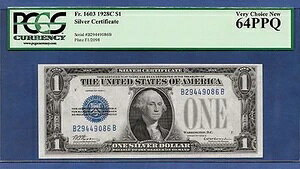 ????�u�L�[�m�[�g�v1928C $1 FR-1603 ??�V���o�[�ؖ���?? PCGS VERY CH NEW 64 PPQ