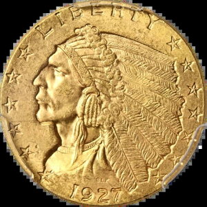 1927�N�C���f�B�A���S�[���h 2.50�h�� CAC�X�e�b�J�[ PCGS MS64 �D�ꂽ�F �����X�g���C�N