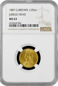 CMX 1/2\u 1887N NGC MS63AuBNgAi1838 - 1901jv