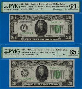 1934 1934A $20 tBftBA FRN PMG 65EPQ ؂ւ Fr 2054-Cdgsm Fr 2055-C