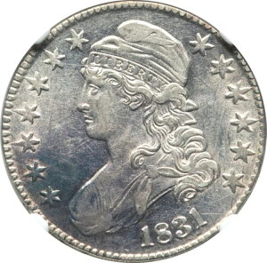 1831 �N �L���b�v�h �o�X�g �n�[�t �h�� NGC AU58 ��������A�������o�C�I���b�g �g�[���A�ق� PL!