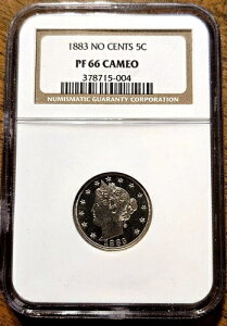 1883�N �Z���g 5�Z���g V ���o�e�B �j�b�P�� �v���[�t 5�Z���g NGC PR66 �J���I�i�Z���g�Ȃ��j