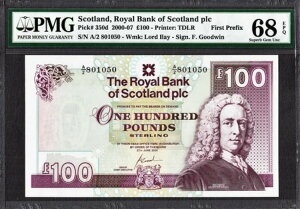 �X�R�b�g�����h 100�|���h 2000�N6��27�� �s�b�N350d SUPERB GEM UNC PMG 68 EPQ �ō��O���[�h