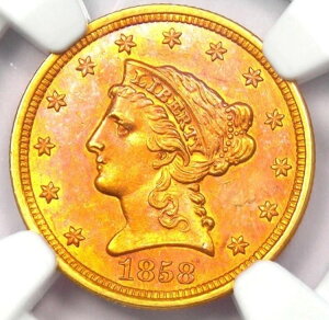 1858�N ���o�e�B�S�[���h�N�H�[�^�[�C�[�O�� 2.50�h���R�C�� - NGC �����ʏڍ� (UNC MS)
