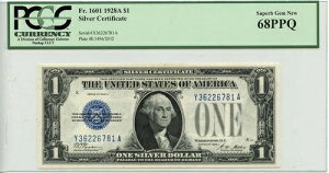 1928A 1hݏؖ u[EbY Fr# 1601 PCGS SUPERB GEM 68 PPQ