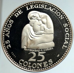 1970年 コスタリカ 社会法制定 25年 プルーフ銀貨 25コロン i103150