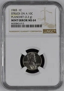 1965 NGC MS64 �����J�[���E�Z���g�E�I���E�_�C�� ?? �ڍs�N 1C �I�� 10C �v�����V�F�b�g