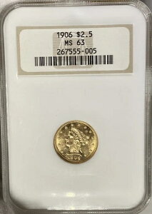 BU 1906�N �S�[���h ���o�e�B �N�H�[�^�[�C�[�O�� NGC MS63 �I�[���h�t�@�b�g�z���_�[ �������R�C���IAFNM
