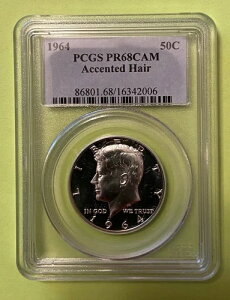1964 年 ケネディ ハーフ ドル 50 セント PCGS プルーフ PR68CAM アクセントヘア 送料無料!