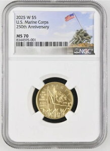 2025-W UNC 5ドル アメリカ海兵隊250周年記念金貨 NGC MS70(先行販売)