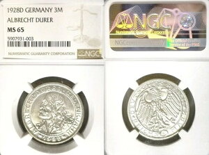 �h�C�c 1928 D 3�}���N�A�f���[���[�A�W�F�� PCGS 65 PQ�A�󏭃O���[�h�A50,000���A�L�[�f�[�g