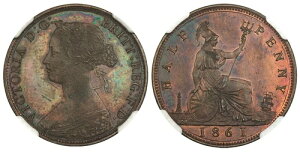 �C�M���X ���B�N�g���A 1861�N �n�[�t�y�j�[ NGC PR65BN S-3956; �y�b�N 1768�N �o���A���g