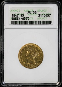 1847N 5h oeBwbh n[tC[O ANACS AU 58 | Breen-6570 \[v{bNX