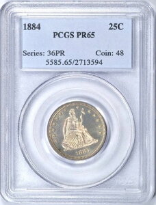 1884�N �v���[�t ���R�̏��_�� �N�H�[�^�[ PCGS PR65 �`���C�X�R�C��