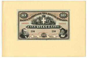 10 ���� PROVA FRONTE SU CARTONCINO BANCA NAZIONALE REGNO ITALIA 17/07/1872 SUP+