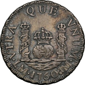 y[: Ferdinand VI 1 Real 1760/50 I[o[f[g LM-JM NGC AU-58A}BfGPQRCB