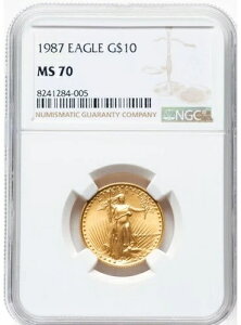 1987年 10ドル 1/4オンス 金貨 イーグル ブラウンラベル NGC MS70