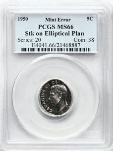 �G���[ - 1950�N�J�i�_5�Z���g�A�ȉ~�`���ʂŒ��� PCGS MS66