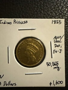 1855年 不明 詳細 Ex-j 3ドル インディアンプリンセス