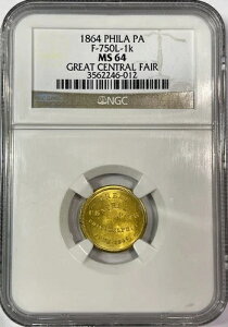 1864�N F750L-1k NGC MS64 �O���[�g�Z���g�����t�F�A �g�b�v�|�b�v 4/0 ���ʌ���