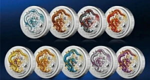 パースミント オーストラリア $1 LS2 カラードラゴン 2012 1オンス .999 シルバーコイン (9枚セット)