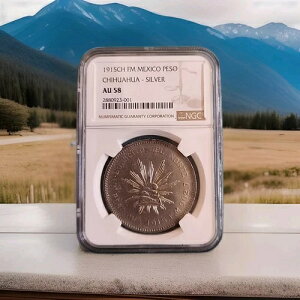 1915年- CH FM「北軍」メキシコチワワ銀貨 NGC AU58 NICE