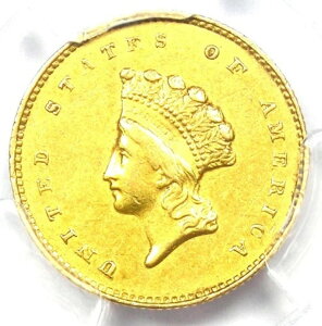 1855-O タイプ 2 インド金貨 (G$1 コイン) - PCGS AU 詳細 - 希少な O ミント!