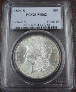 1894-S モルガン銀貨 PCGS MS 62 米国造幣局 1ドル硬貨 サンフランシスコ造幣局