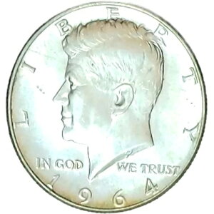 1964年 50セント ケネディ ハーフ ダラー暗殺記念金貨 ヘッドにひび割れあり。