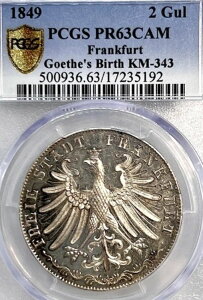 �h�C�c�A�M���a���t�����N�t���g 1849�N 2�O���f���d�� �^�[���[ PCGS PR 63CAM �v���[�t �Q�[�e PP