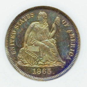 1865 NGC PR65 OGH ?? 発行枚数1万枚 + プルーフ500枚 = 10セント硬貨としては4番目に安い! ?? ? 座った状態のダイム ?