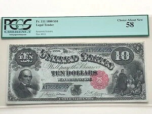 1880�N 10�h�� �@��ʉ� - PCGS 58 - Choice About New - Fr. 111