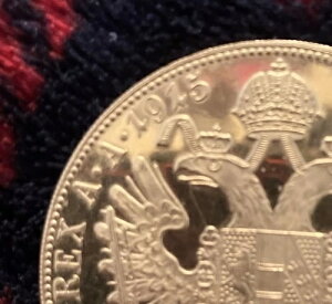 希少なAU 1915年オーストリア4ドゥカット金貨。金含有量0.4428。プルーフのような状態。