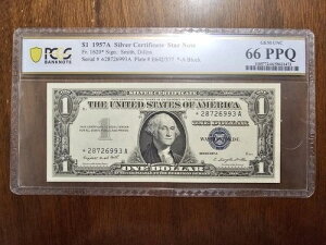 1957-A 1�h���⌔�X�^�[�m�[�g PCGS 66 PPQ GEM Fr 1620* �X�~�X/�f�B����