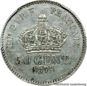 TT0240 ���A 50 �T���^�C�� �G�b�T�C �i�|���I�� 4 �� 1874 �u�����b�Z�� �V���o�[ PCGS MS61-