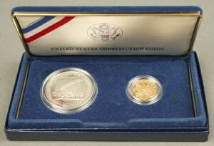 1987年憲法2枚組UNC記念コインセット、箱入り、品質証明書付き