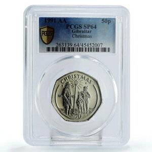 �W�u�����^�� 50�y���X �z���f�[ �N���X�}�X 3 �L������ �V���K�[�Y SP64 PCGS CuNi �R�C�� 1991�N
