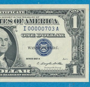1.00�h�� 1957-A LOW #703 �V���o�[�ؖ��� �`���C�X �V�i
