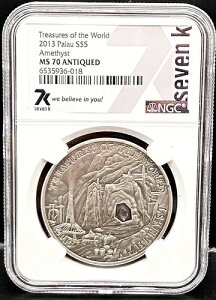 2013年パラオ産アメジストシルバー5ドルアンティークNGC MS70コイン